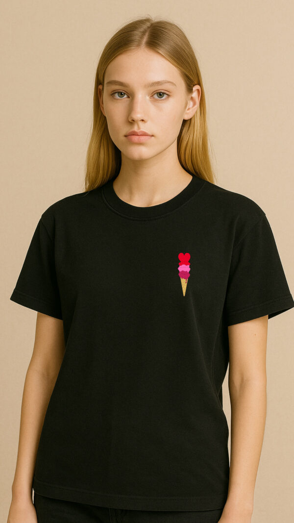 Unisex Black T-shirt- Red Dolce Amore Gelato